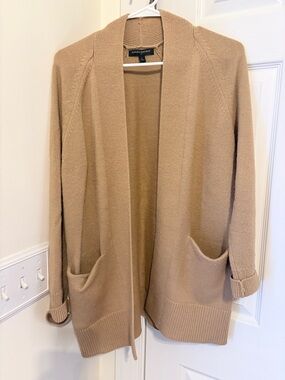 Banana Republic Nylon/Acrylic Blend Open-Front Tan Cardigan Sweater